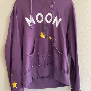 Purple distressed moon hoodie